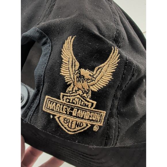 Vintage 80’s Harley Davidson Motorcycles Cigarettes Black Cotton SnapBack Hat - Picture 8 of 10